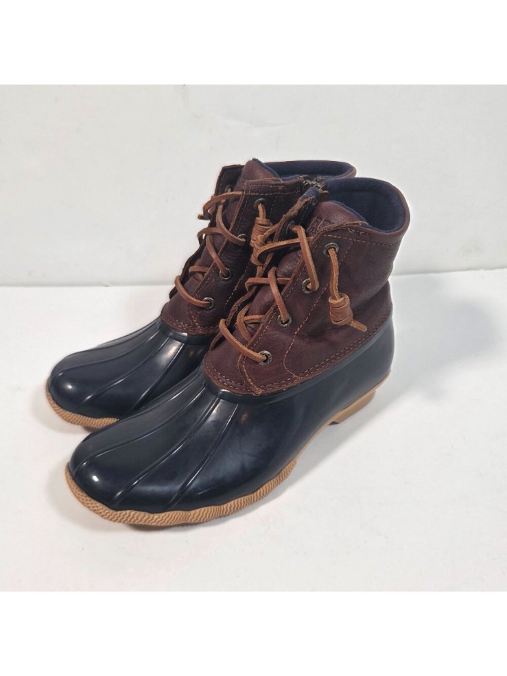 Sperry Saltwater Duck Boots Waterproof Rubber Rawhide Lace Rain Snow Boots 7 - Picture 4 of 10